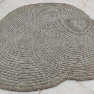 Luxury Wool Hand-Tufted Irregular Shaped Rug | Modern Designer Carpet for Living Room & Bedroom | Premium Minimalist Accent Floor Decor