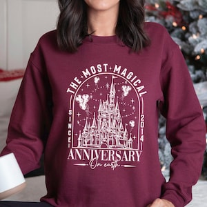 Disneyland The Most Magical Anniversary On Earth Sweatshirt, Disneyland Honeymoon Hoodie, Magical Castle Anniversary Crewneck 363382