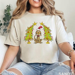 Whimsical Christmas Tree Shirt, With Dog Max Whoville Tree Shirt, Whimsical Green Star Tree Christmas Tree Shirt, Tee, 362312