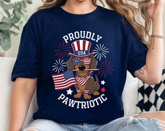 Proudly Pawtriotic Dog Shirt, Fourth of July Dog Shirt, Patriotic Dog Shirt, Animals Lover Shirt, USA Flag Shirt 364890