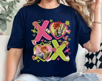 Valentine XOXO Zootopia Shirt, Nick Wilde Judy Hopps Shirt, Zootopia 2 Valentines Shirt,Cute Fox Bunny Couple Tee, Valentine Gift Tee 364535