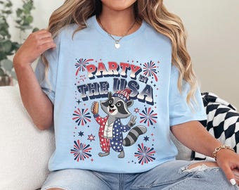 Raccoon Party In The USA Shirt, Party in The USA Shirt, Fourth of July Shirt, Funny Raccoon 4th Of July Shirt 364888