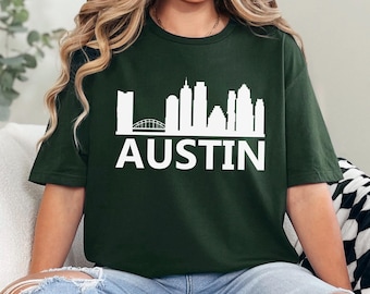 Austin Panorama Shirt, Colorful City Pride Shirt, Austin Texas Skyline Shirt, Austin Panorama Shirt, American City Shirt 364591