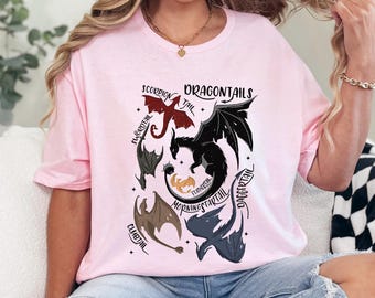 Camiseta Dragon Fantasy, Camiseta Dragontails, Camiseta Rebecca Yarros, Camiseta Fourth Wing, Camiseta Bookish, Camiseta para amantes de los libros de fantasía 364643