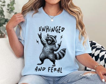 Raccoon Unhinged Shirt, Retro Raccoon Unhinged Graphic Tee, Trendy Custom Print Top, Cute Casual Apparel 366006