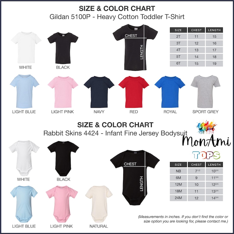 the sizes and colors of a t - shirt