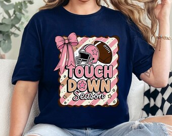 Camiseta Touch Down Season, Camiseta de fútbol americano Coquette, Camiseta de mamá de fútbol americano, Camiseta de amante del fútbol americano, Camiseta de fútbol americano, Camiseta de mamá deportista 363897