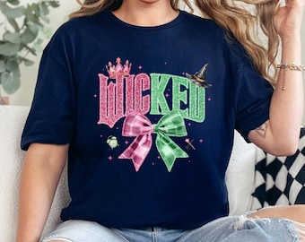 Wicked Movie Shirt, Wicked Faux Glitter Coquette Shirt, Pink Goes Good With Green Shirt, Elphaba Glinda Magical Shirt 364465