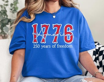 4Th Of July 250 Years Freedom Shirt, Retro 4Th Of July 250 Years Freedom Graphic Tee, Trendy Custom Print Top, Cute Casual Apparel 366012