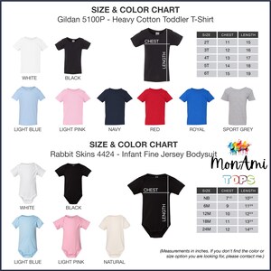 the sizes and colors of a t - shirt