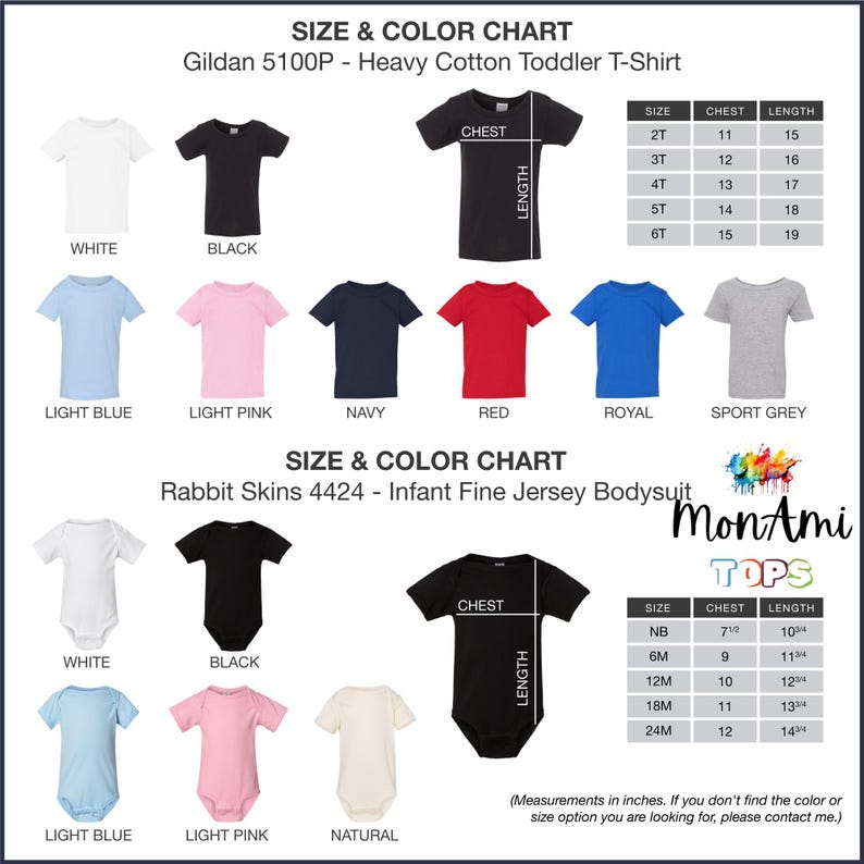 the sizes and colors of a t - shirt
