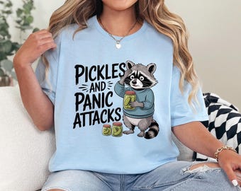 Camiseta "Pickles And Panic Attacks", Camiseta retro con estampado "Pickles And Panic Attacks", Top moderno con estampado personalizado, Ropa casual y linda 366003
