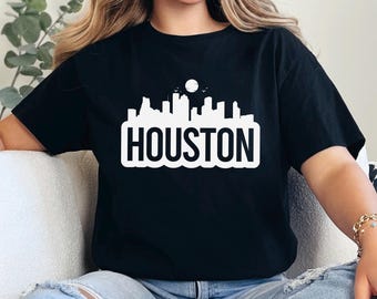 Houston Skyline Shirt, Colorful City Pride Shirt, Houston City Texas Skyline Shirt, Houston Panorama Shirt 364597