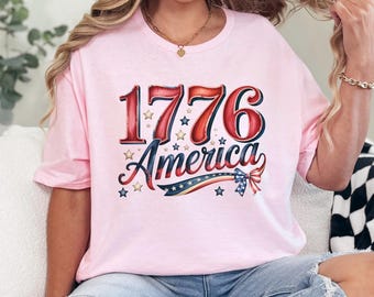 1776 Coquette 4th of July Shirt, Coquette USA Flag Shirt, American Flag Shirt, 4th July Party Shirt, American Shirts,Patriotic Shirts 365251