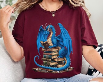 Bookworm Dragon Shirt, Fantasy Reader Tee, Book Lover Shirt, Dragon Book Tee, Reading Club Shirt, Literary Gift Shirt, Bookish Tee 364611