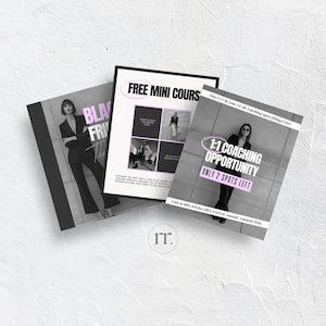 Bold Pink Business Coach Instagram Templates, Modern Editorial Social Media, Monochrome Podcast Marketing, SMM Agency, Editable Canva Posts