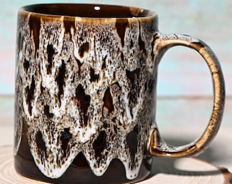 11oz White Glaze Handmade Ceramic Mug – Unique Coffee Mug, Large Coffee Mug for Tea or Coffee