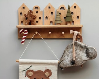 Handmade Birch Plywood Nursery Shelf: Scandinavian Kids Room Decor