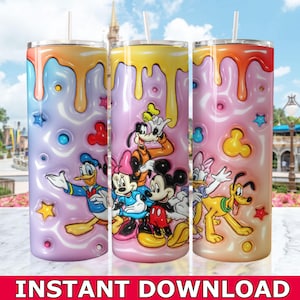 Mouse & Friends Inflated Skinny Tumbler PNG, Dlsney Tumbler Wrap Png, Mickey Mouse Cartoon Tumbler Wrap Sublimation PNG Instant Download