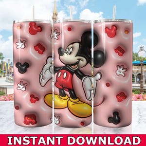 Mickey Mouse Inflated Skinny Tumbler PNG, Dlsney Tumbler Wrap Png, Mickey Cartoon Tumbler Wrap Sublimation PNG Instant Download