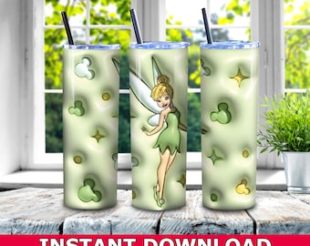 Tinker Bell Inflated Skinny Tumbler PNG, Dlsney Tumbler Wrap Png, Tinker Bell  Cartoon Tumbler Wrap Sublimation PNG Instant Download