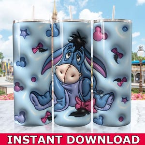 Eeyore Donkey Inflated Skinny Tumbler PNG, Dlsney Tumbler Wrap Png, Eeyore Cartoon Tumbler Wrap Sublimation PNG Instant Download