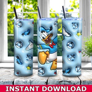 Donald Duck Inflated Skinny Tumbler PNG, Dlsney Tumbler Wrap Png, Donald Cartoon Tumbler Wrap Sublimation PNG Instant Download