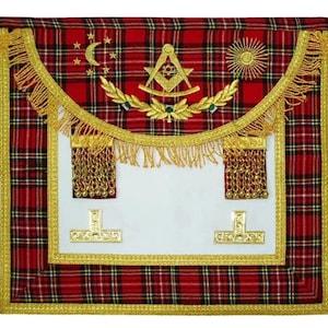 Scottish Rite Master Mason Handmade Embroidery Apron - Striped Red