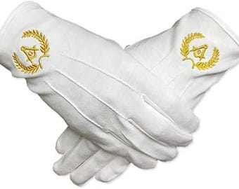 Freemasons Masonic White Cotton Gloves In Navy Blue S&C - Foto 11