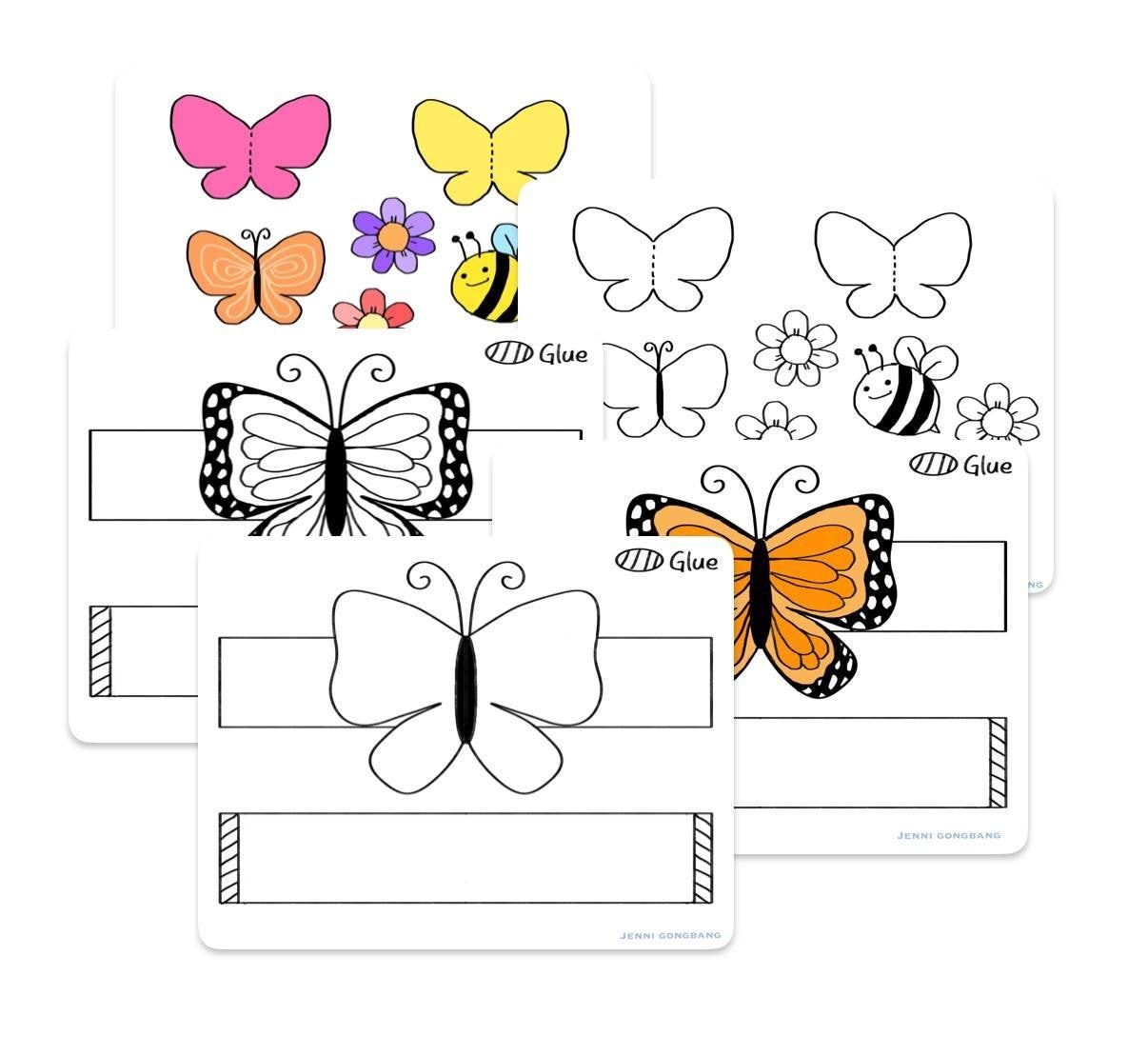 DIY Butterfly Paper Crown: Printable Headband Craft for Kids (color & B ...