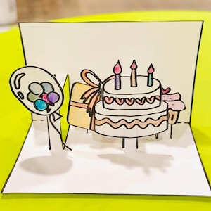 DIY Pop-Up Birthday Card Coloring Pages – Printable Paper Craft (includes color and b&w)