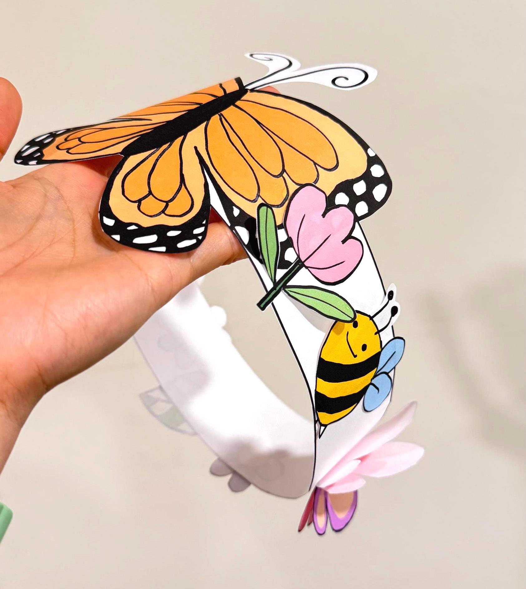 DIY Butterfly Paper Crown: Printable Headband Craft for Kids (color & B ...