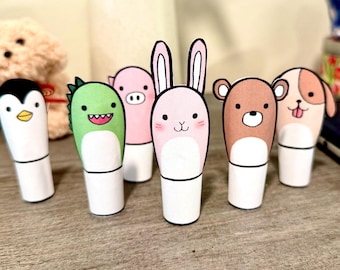 Coloriage marionnettes à doigts animaux : activités manuelles à imprimer pour les enfants (téléchargement numérique)