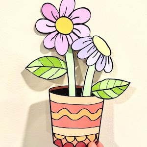 Build a Flower Pot – Fun Spring Craft Coloring Printable (includes color and b&w)