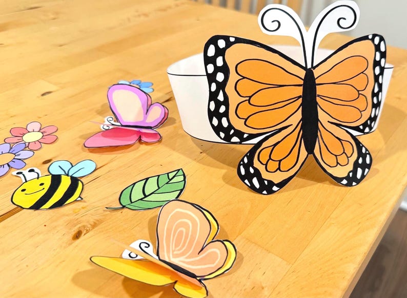 DIY Butterfly Paper Crown: Printable Headband Craft for Kids (color & B ...