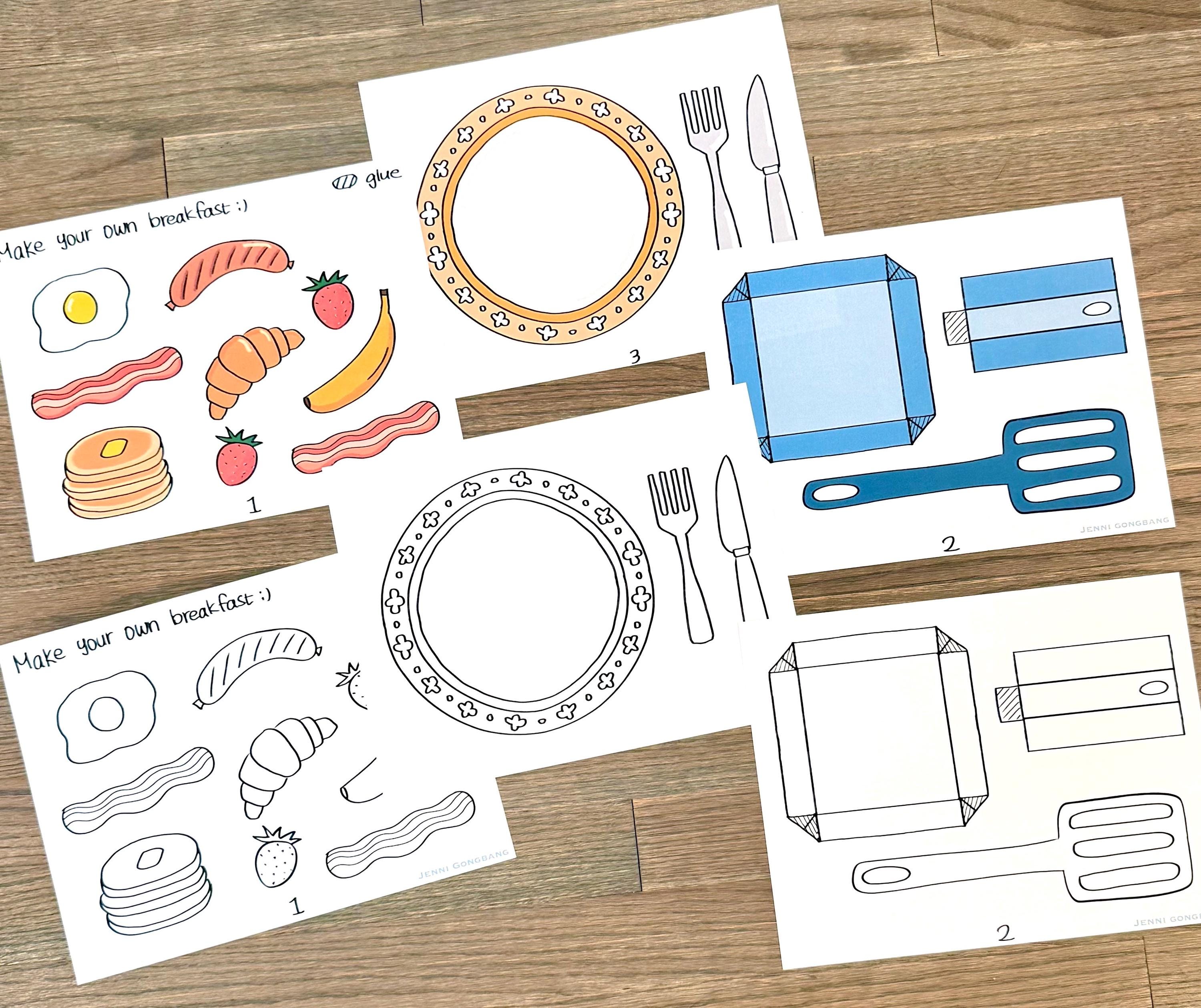 Paper Plate Food Craft – Fun Breakfast Coloring Pages - Etsy