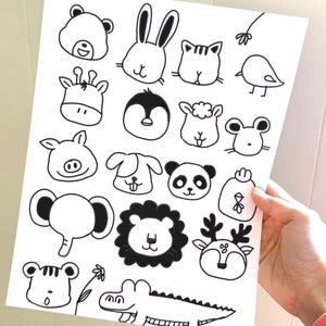 Leuke dierengezichten zonder ogen - Creatieve kleurplaat voor kinderen