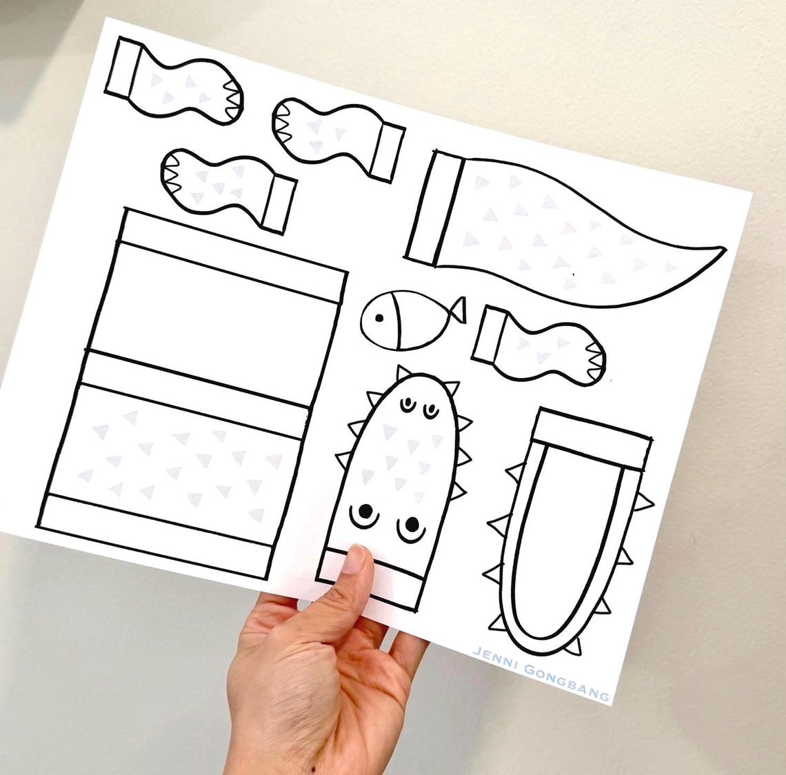 3D Alligator Paper Craft: Printable Crocodile Coloring Page for Kids - Etsy