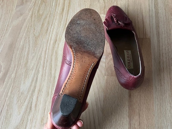 Vintage cole haan red heeled tassel loafers, slip… - image 3
