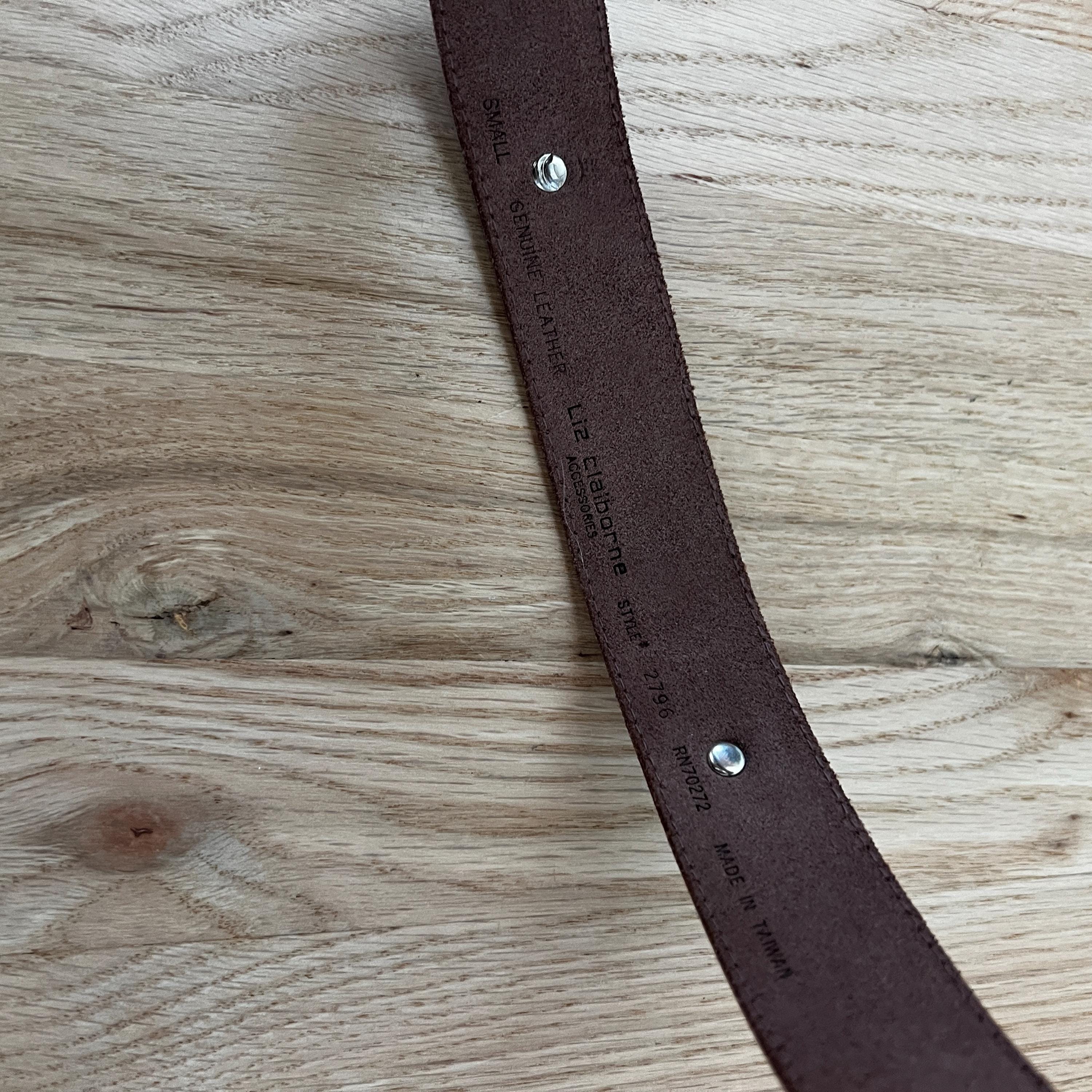 vtg leather belt Liz Claiborne logo silver studded western rodeo small wide band Liz Claiborne Leather Belt - Etsy main image 3