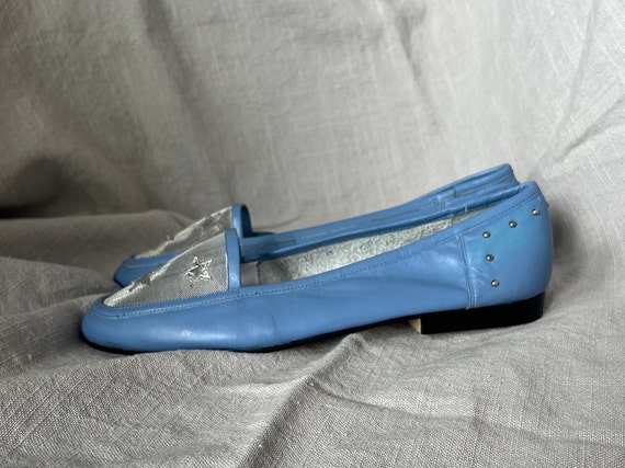 Vintage 80s G. Wiz blue leather loafer shoe, summ… - image 6