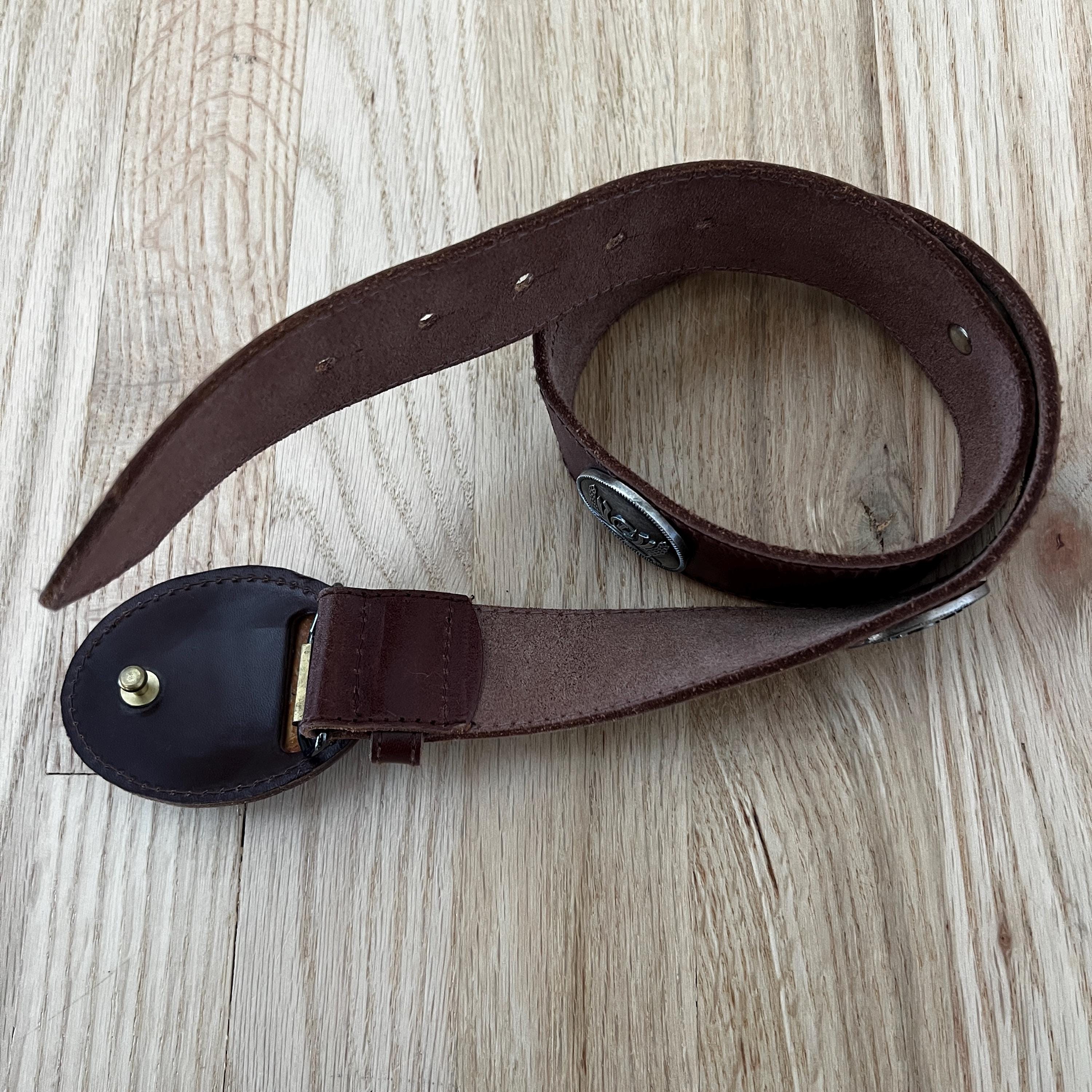 Vintage Leather Belt, Liz Claiborne Monogram Belt, Silver  display picture 2