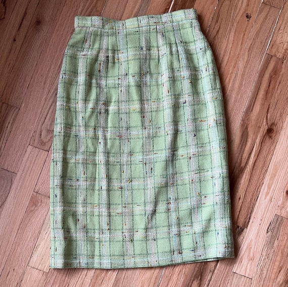 Vintage 80s Carlisle plaid wool skirt size 8 / li… - image 4