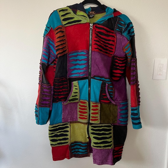 Y2K Patchwork Zip Jacket Psychedelic Festival Coa… - image 9