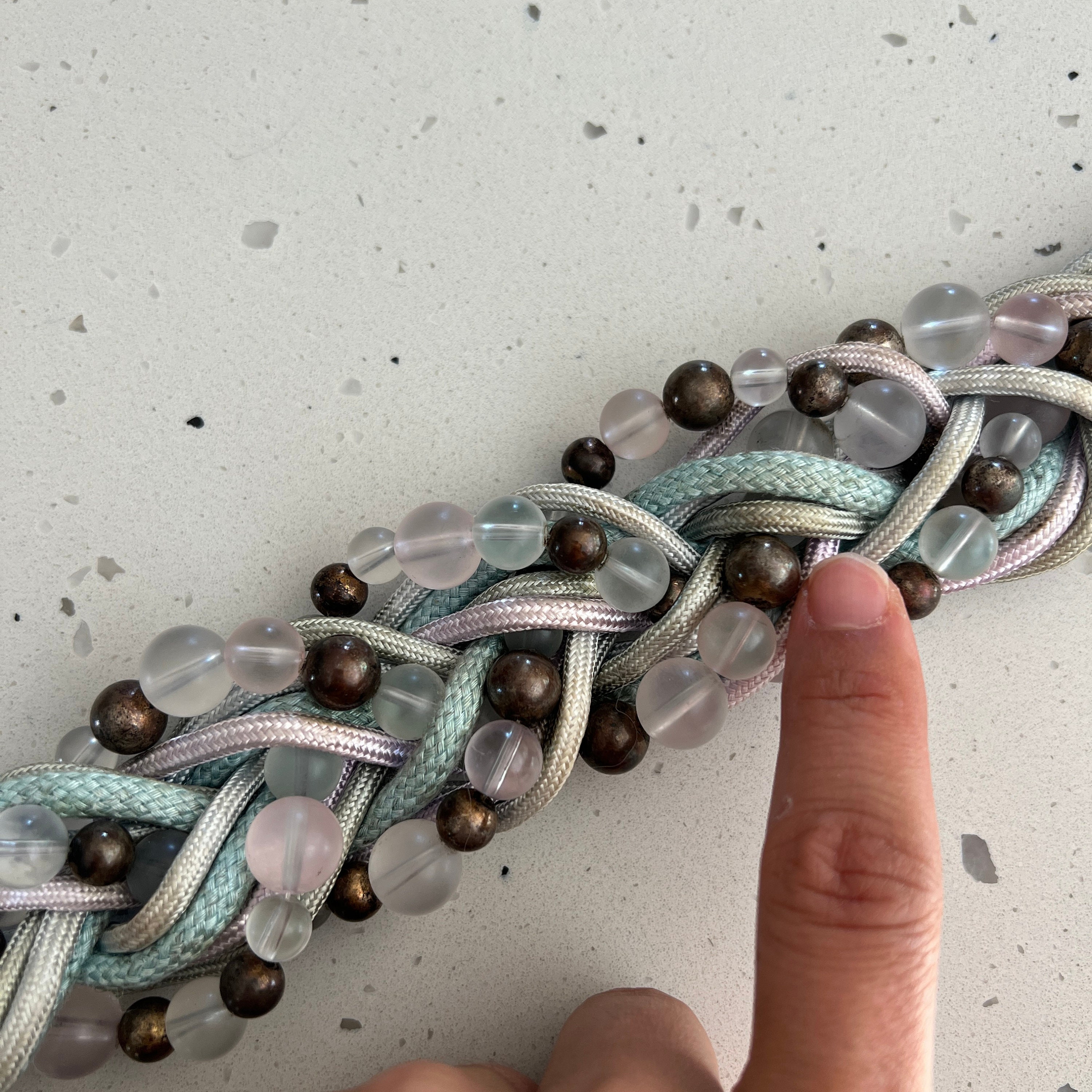 Vintage Beaded Braid Belt: 80s Carolyn Tanner Design, Fits 