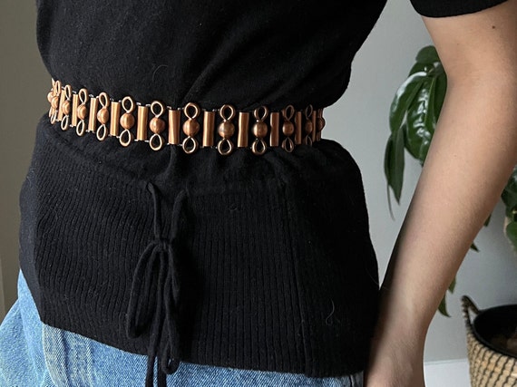 Vintage belt, brass belt, retro metal accessory, … - image 4