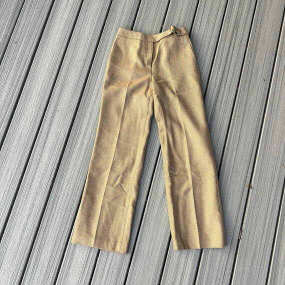 VTG TALBOTS Pants Womens 4 Beige Herringbone 100% Italian Wool Tweed Slacks