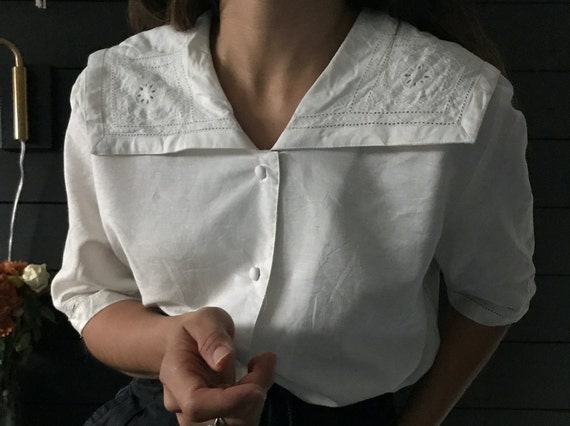 Vintage Laura Ashley Linen sailor blouse,