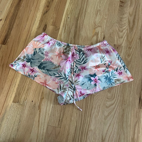 vintage 90s 00s short satin floral sleep shorts d… - image 2