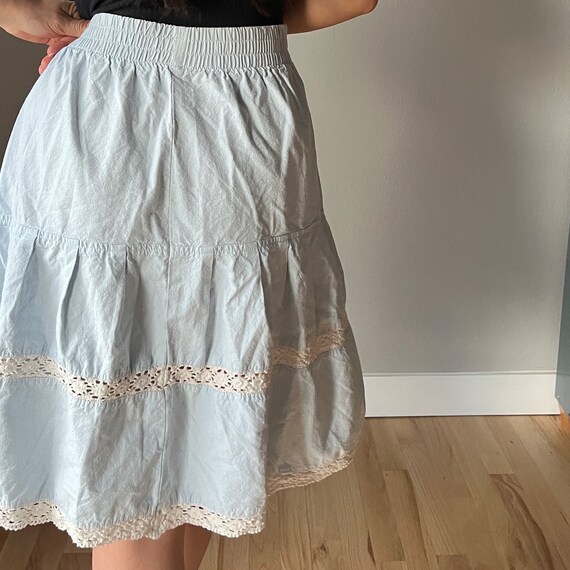 Vintage boho light blue lace tiered skirt, retro … - image 6